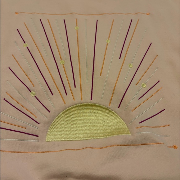 Pink Graphic Sweatshirt with Multicolor Stitching Detail - Picture 9 of 11